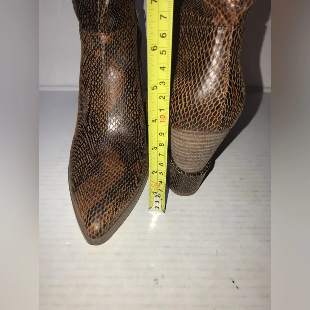 Jessica Simpson Helveta 2 Brown Snake Print Wedge Heels Slouch Boots Sz 9.5 - Picture 5 of 9